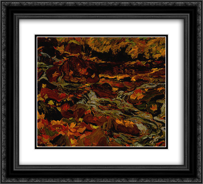 Leaves in the Brook 22x20 Black Ornate Wood Framed Art Print Poster with Double Matting by MacDonald, J. E. H.