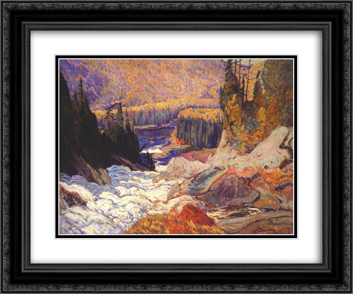 Montreal River 24x20 Black Ornate Wood Framed Art Print Poster with Double Matting by MacDonald, J. E. H.
