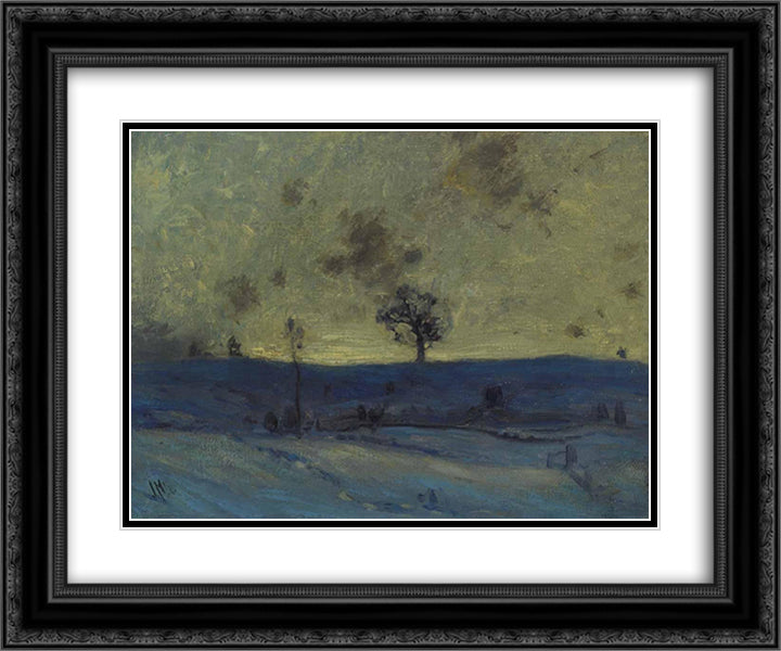 Snowfields, Evening 24x20 Black Ornate Wood Framed Art Print Poster with Double Matting by MacDonald, J. E. H.