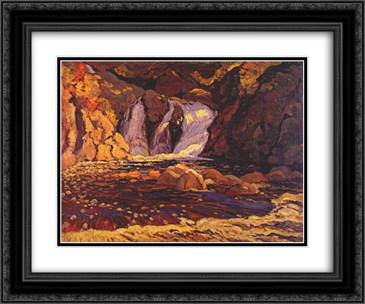 The Little Falls 24x20 Black Ornate Wood Framed Art Print Poster with Double Matting by MacDonald, J. E. H.