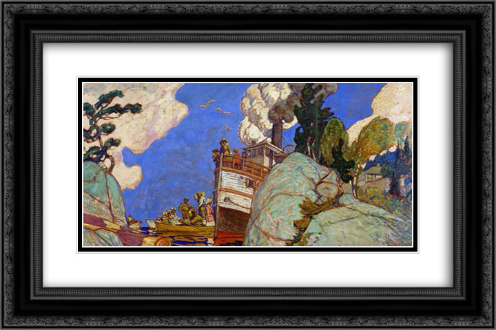 The Supply Boat 24x16 Black Ornate Wood Framed Art Print Poster with Double Matting by MacDonald, J. E. H.
