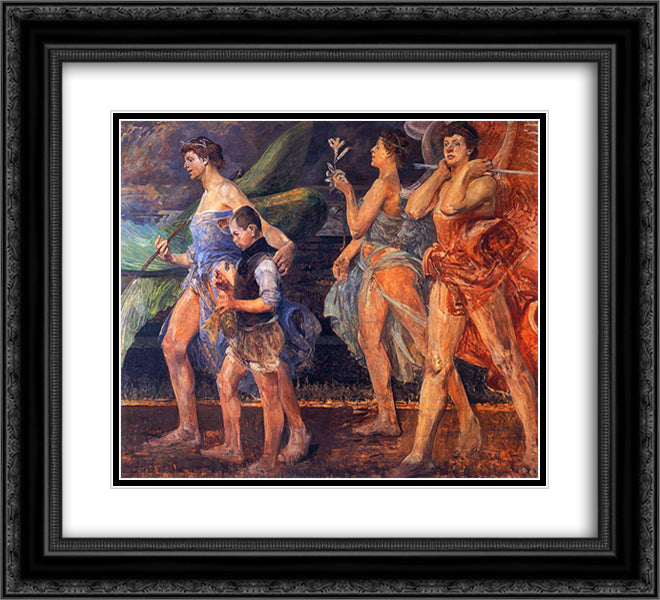 Angels with Tobias 22x20 Black Ornate Wood Framed Art Print Poster with Double Matting by Malczewski, Jacek