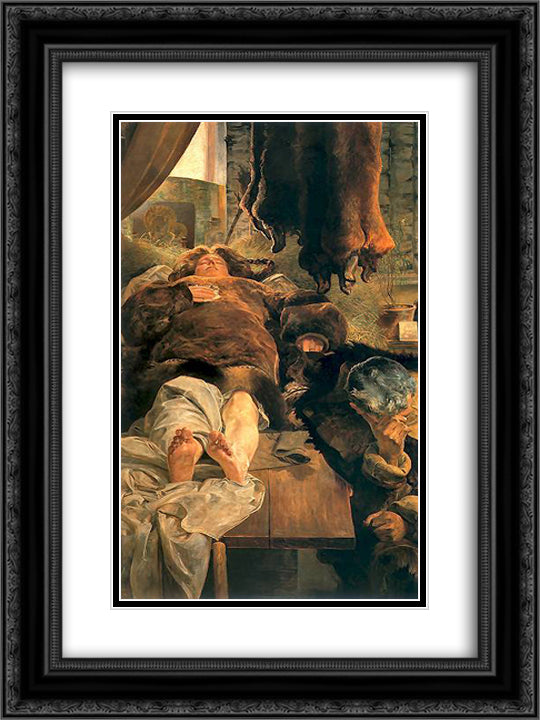 Elle death 18x24 Black Ornate Wood Framed Art Print Poster with Double Matting by Malczewski, Jacek