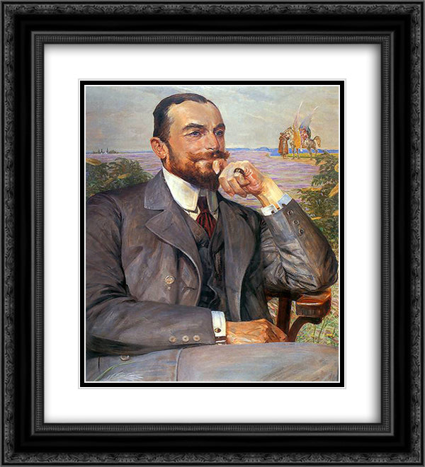 Louis Zelenski 20x22 Black Ornate Wood Framed Art Print Poster with Double Matting by Malczewski, Jacek