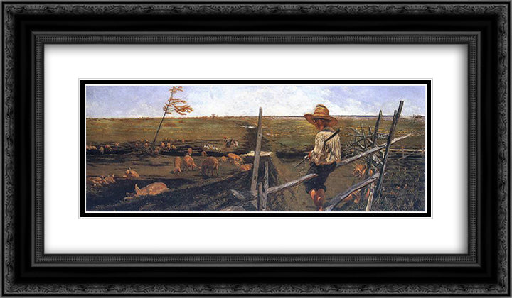 Memories of youth 24x14 Black Ornate Wood Framed Art Print Poster with Double Matting by Malczewski, Jacek