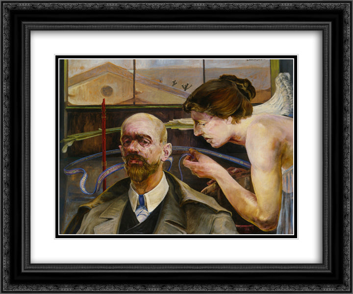 Self-Portrait 24x20 Black Ornate Wood Framed Art Print Poster with Double Matting by Malczewski, Jacek