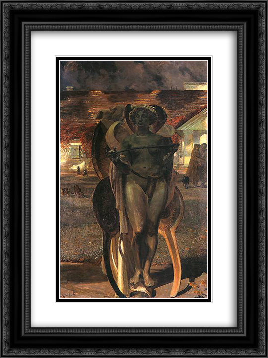 Thanatos II 18x24 Black Ornate Wood Framed Art Print Poster with Double Matting by Malczewski, Jacek
