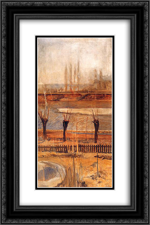 The landscape above the Vistula 16x24 Black Ornate Wood Framed Art Print Poster with Double Matting by Malczewski, Jacek