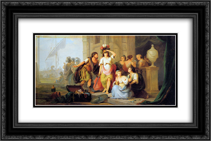 Odysseus discovers Achilles 24x16 Black Ornate Wood Framed Art Print Poster with Double Matting by van Strij, Jacob