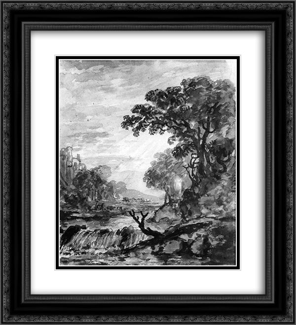 Riverview 20x22 Black Ornate Wood Framed Art Print Poster with Double Matting by van Strij, Jacob