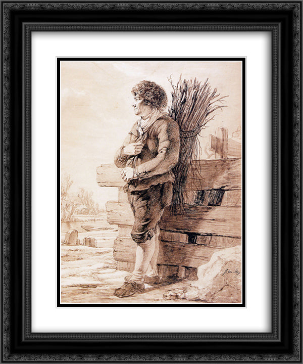 Standing man with branches 20x24 Black Ornate Wood Framed Art Print Poster with Double Matting by van Strij, Jacob
