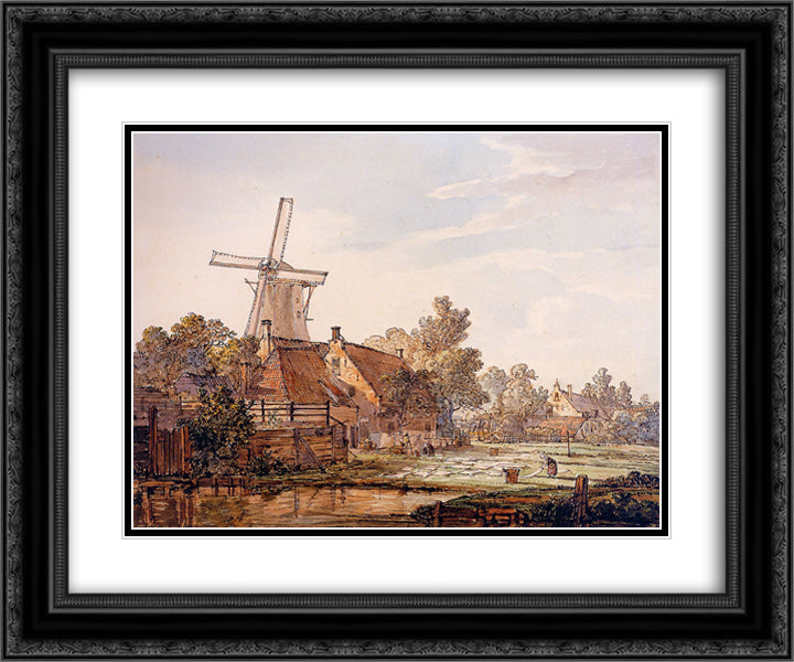 View on Bleechingground in Vriesepoort 24x20 Black Ornate Wood Framed Art Print Poster with Double Matting by van Strij, Jacob