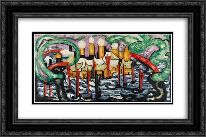 Composition no. 62 24x16 Black Ornate Wood Framed Art Print Poster with Double Matting by Heemskerck, Jacoba van