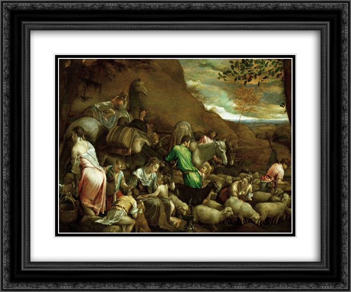 The Journey of Jacob 24x20 Black Ornate Wood Framed Art Print Poster with Double Matting by Bassano, Jacopo