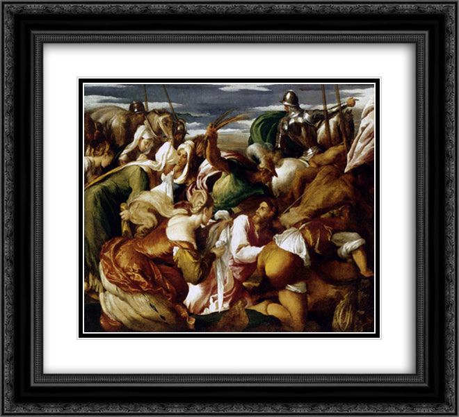 The Road to Calvary 22x20 Black Ornate Wood Framed Art Print Poster with Double Matting by Bassano, Jacopo