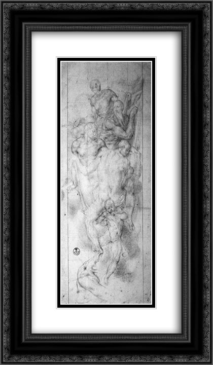 Four Evangelists 14x24 Black Ornate Wood Framed Art Print Poster with Double Matting by Pontormo, Jacopo