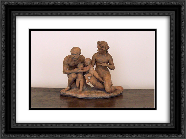 Holy Family 24x18 Black Ornate Wood Framed Art Print Poster with Double Matting by Pontormo, Jacopo