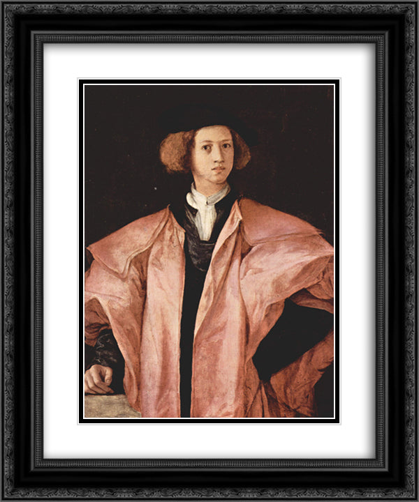 Portrait of a Young Man (Alessandro de Medici ) 20x24 Black Ornate Wood Framed Art Print Poster with Double Matting by Pontormo, Jacopo