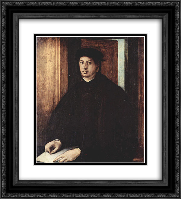 Portrait of Alessandro de' Medici 20x22 Black Ornate Wood Framed Art Print Poster with Double Matting by Pontormo, Jacopo