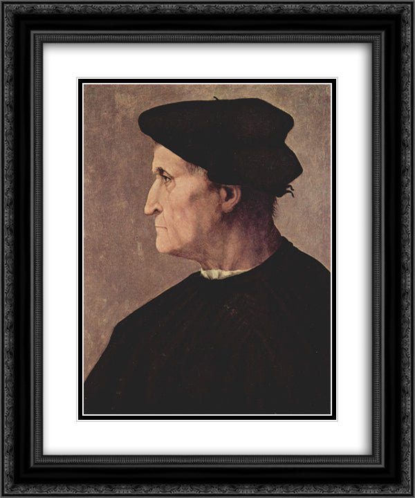 Portrait of Francesco da Castiglione 20x24 Black Ornate Wood Framed Art Print Poster with Double Matting by Pontormo, Jacopo