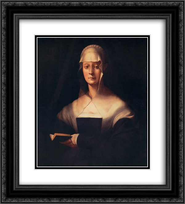 Portrait of Maria Salviati 20x22 Black Ornate Wood Framed Art Print Poster with Double Matting by Pontormo, Jacopo