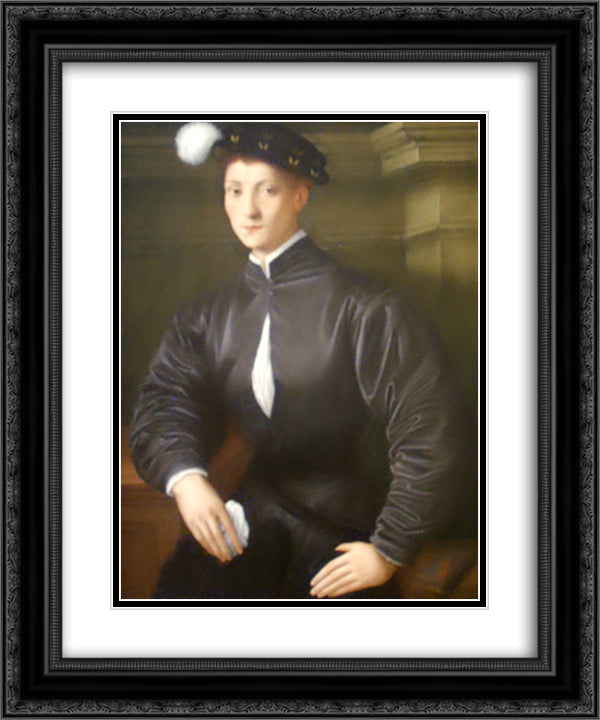 Portrait of Ugolino Martelli 20x24 Black Ornate Wood Framed Art Print Poster with Double Matting by Pontormo, Jacopo