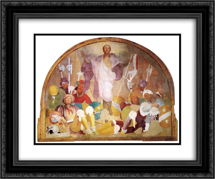 Resurrection 24x20 Black Ornate Wood Framed Art Print Poster with Double Matting by Pontormo, Jacopo