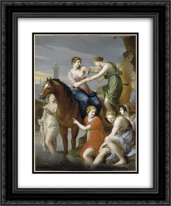 Clelia Crossing the Tiber 20x24 Black Ornate Wood Framed Art Print Poster with Double Matting by Stella, Jacques