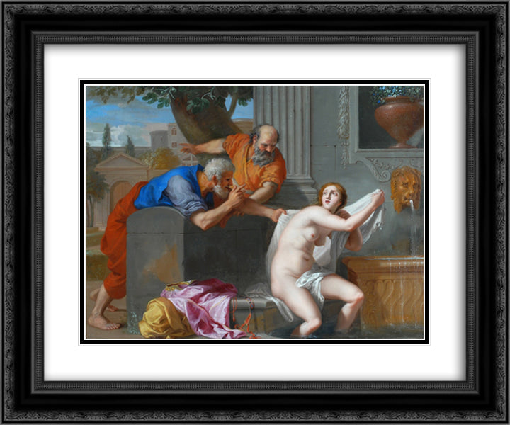 Susanna and the Elders 24x20 Black Ornate Wood Framed Art Print Poster with Double Matting by Stella, Jacques