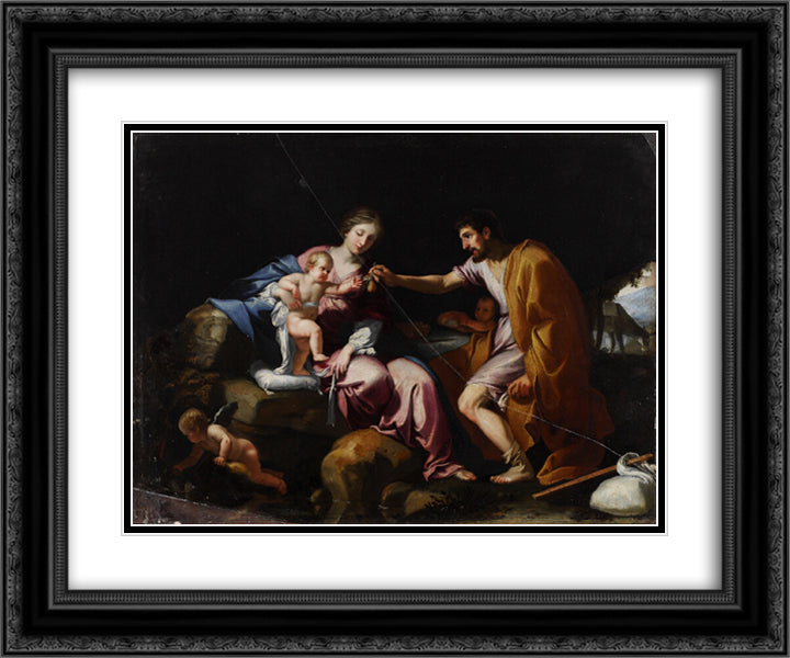 The Rest on the Flight into Egypt 24x20 Black Ornate Wood Framed Art Print Poster with Double Matting by Stella, Jacques