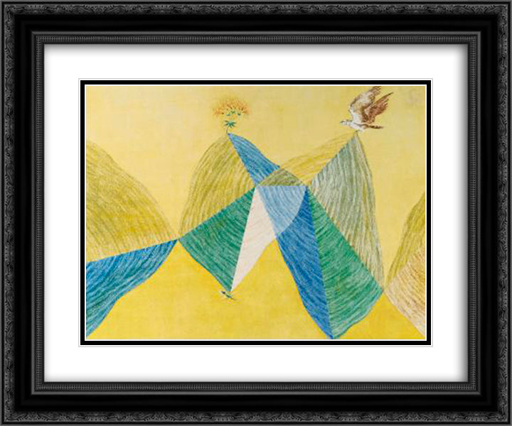 Untitled (Bird, Tree & Mountain Series) 24x20 Black Ornate Wood Framed Art Print Poster with Double Matting by Swaminathan, Jagdish