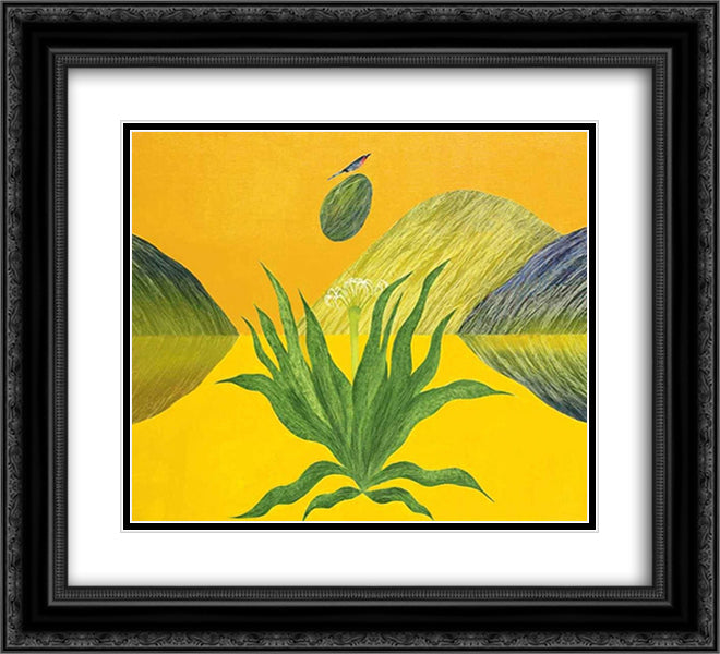Untitled (Lily by my Window) 22x20 Black Ornate Wood Framed Art Print Poster with Double Matting by Swaminathan, Jagdish