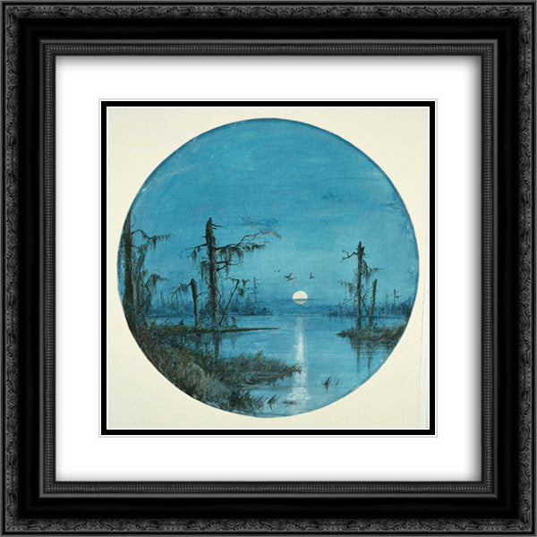 Bayou in Moonlight 20x20 Black Ornate Wood Framed Art Print Poster with Double Matting by Hamilton, James