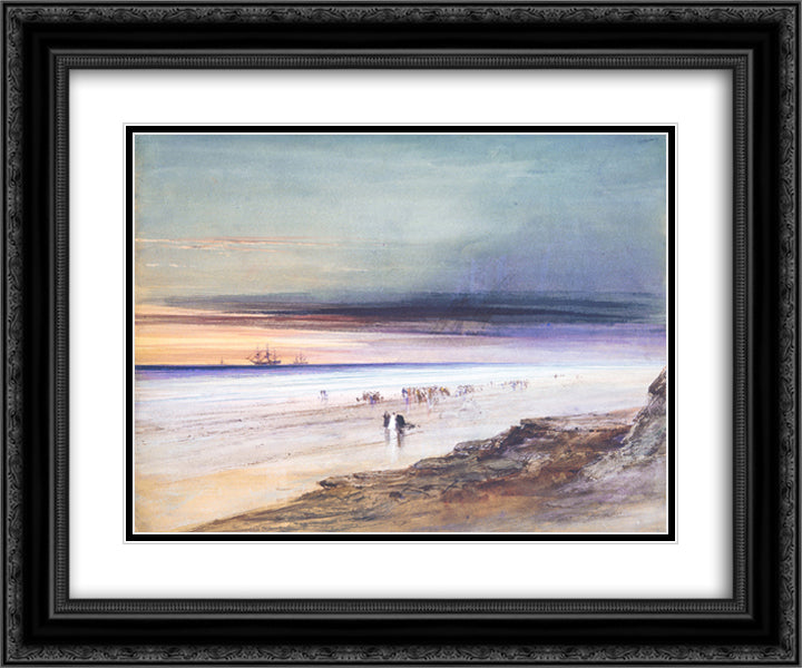 Beach Scene 24x20 Black Ornate Wood Framed Art Print Poster with Double Matting by Hamilton, James