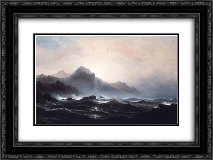 Seascape 24x18 Black Ornate Wood Framed Art Print Poster with Double Matting by Hamilton, James