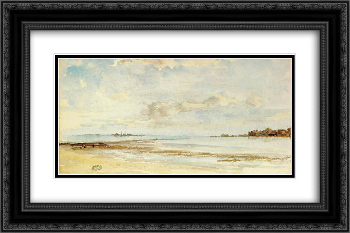 Note in Blue and Opal 24x16 Black Ornate Wood Framed Art Print Poster with Double Matting by Whistler, James McNeill