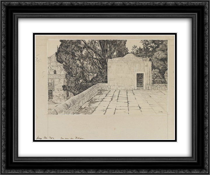 A Corner of the Haram 24x20 Black Ornate Wood Framed Art Print Poster with Double Matting by Tissot, James