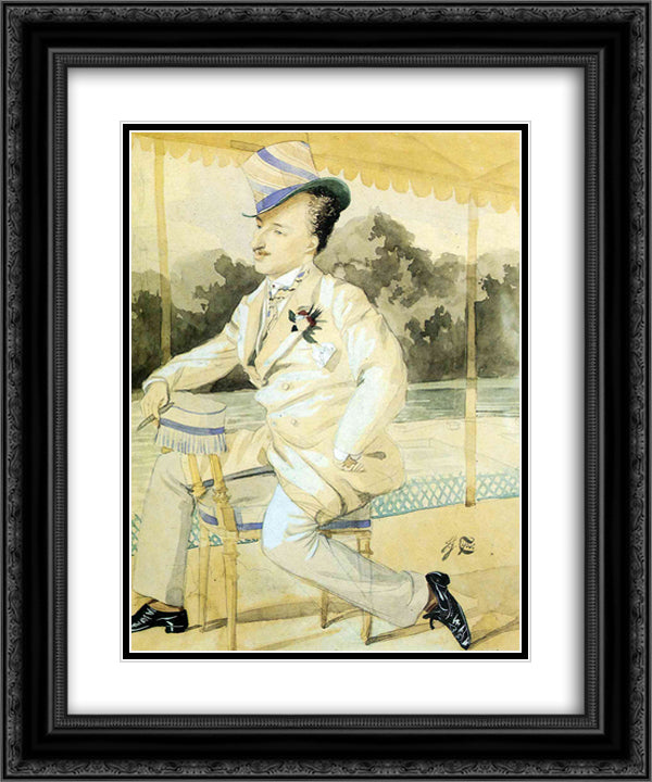 A Dandy 20x24 Black Ornate Wood Framed Art Print Poster with Double Matting by Tissot, James