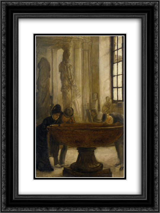 At The Louvre 18x24 Black Ornate Wood Framed Art Print Poster with Double Matting by Tissot, James