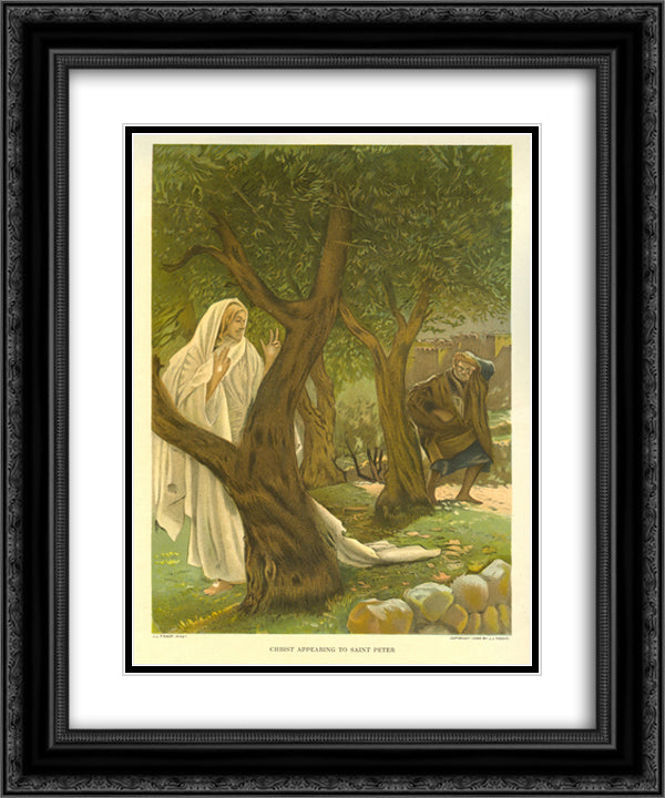 Christ appearing to Saint Peter 20x24 Black Ornate Wood Framed Art Print Poster with Double Matting by Tissot, James
