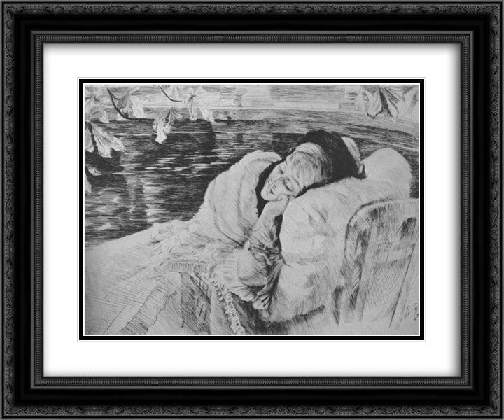 Convalescence 24x20 Black Ornate Wood Framed Art Print Poster with Double Matting by Tissot, James