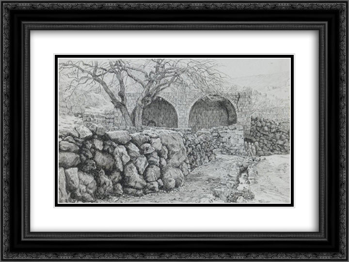 Fountain of the Virgin at Ain Karim 24x18 Black Ornate Wood Framed Art Print Poster with Double Matting by Tissot, James