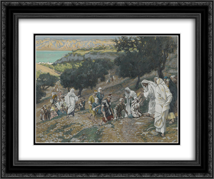 Jesus Heals the Blind and Lame on the Mountain 24x20 Black Ornate Wood Framed Art Print Poster with Double Matting by Tissot, James