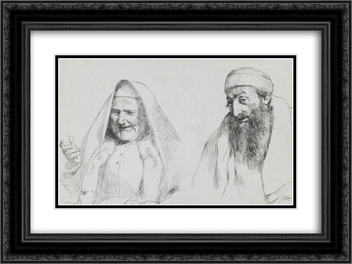 Jew and Jewess, illustration from 'The Life of Our Lord Jesus Christ' 24x18 Black Ornate Wood Framed Art Print Poster with Double Matting by Tissot, James