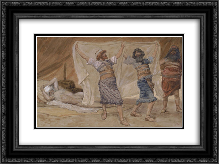 Noah's Drunkenness 24x18 Black Ornate Wood Framed Art Print Poster with Double Matting by Tissot, James
