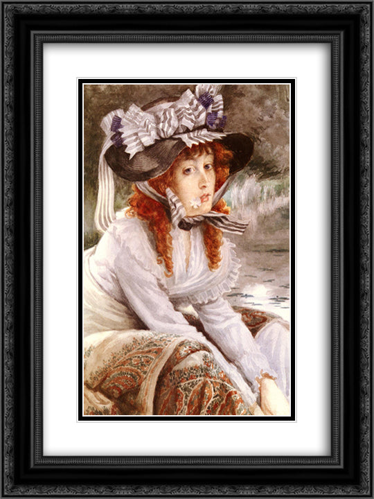 On the River 18x24 Black Ornate Wood Framed Art Print Poster with Double Matting by Tissot, James