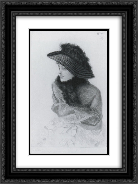 Portrait of M.N. (Portrait of Mrs. Newton) 18x24 Black Ornate Wood Framed Art Print Poster with Double Matting by Tissot, James
