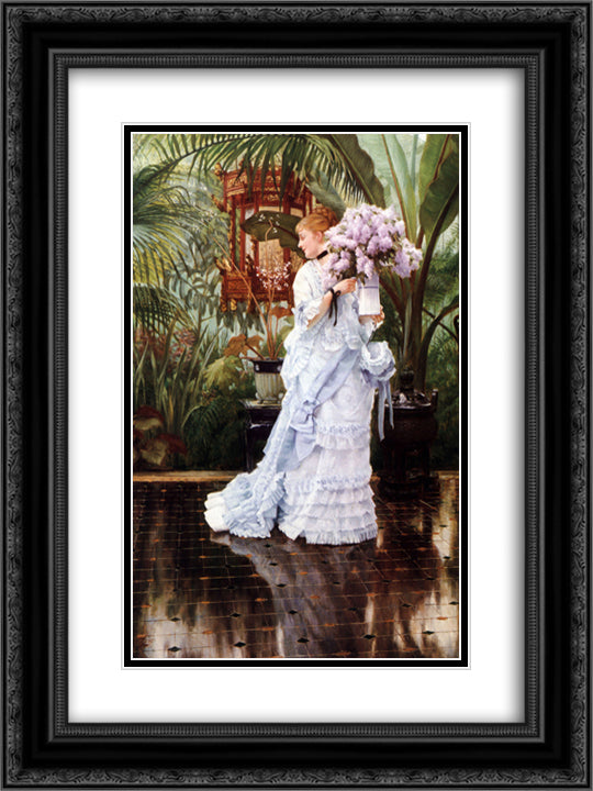 The Bunch of Lilacs 18x24 Black Ornate Wood Framed Art Print Poster with Double Matting by Tissot, James