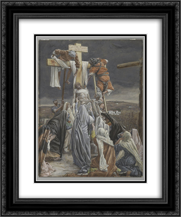 The Descent from the Cross, illustration for 'The Life of Christ' 20x24 Black Ornate Wood Framed Art Print Poster with Double Matting by Tissot, James