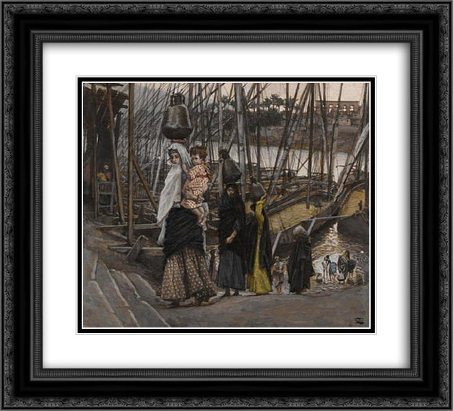 The Sojourn in Egypt 22x20 Black Ornate Wood Framed Art Print Poster with Double Matting by Tissot, James